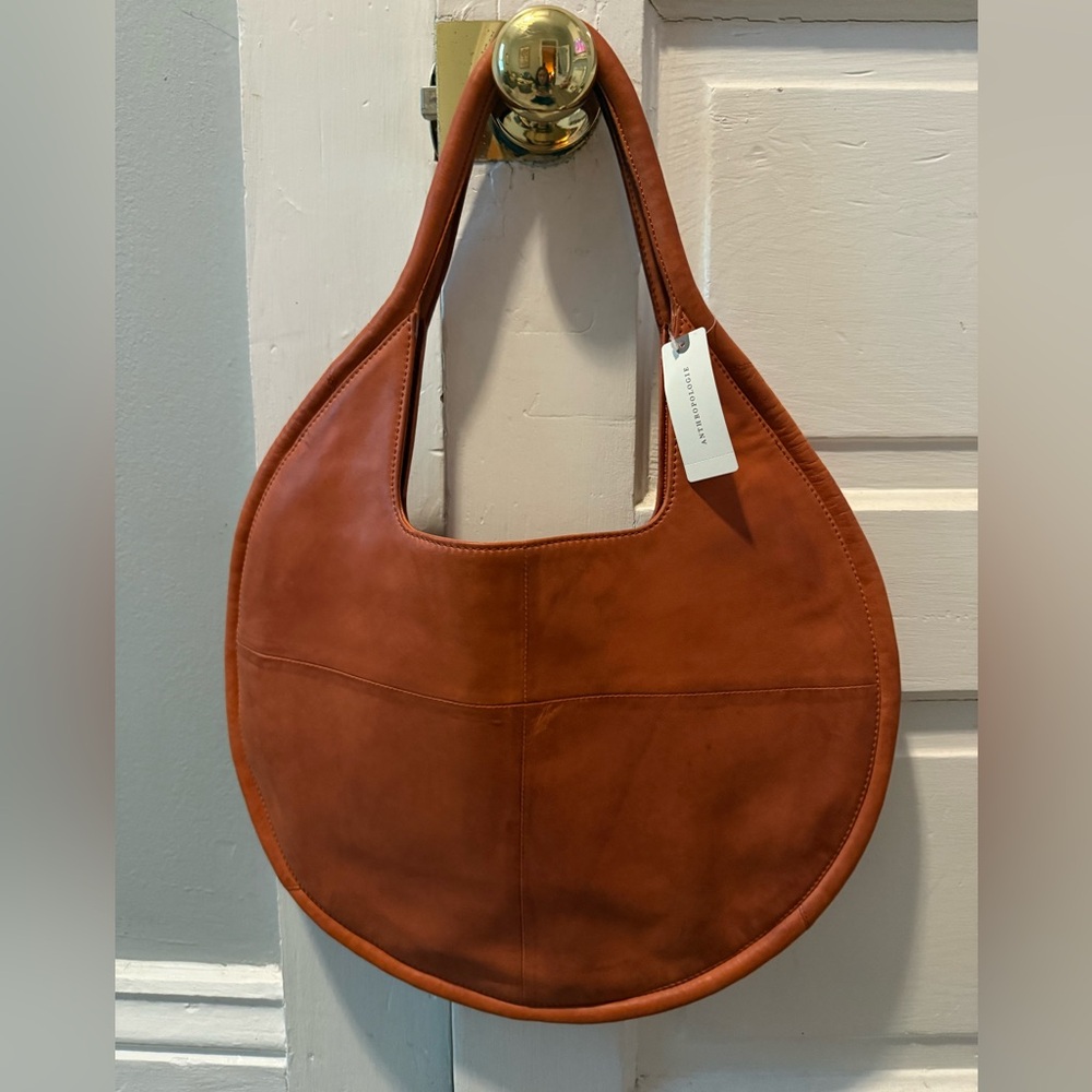Anthropologie Brown Hobo Bag with Crescent Shape